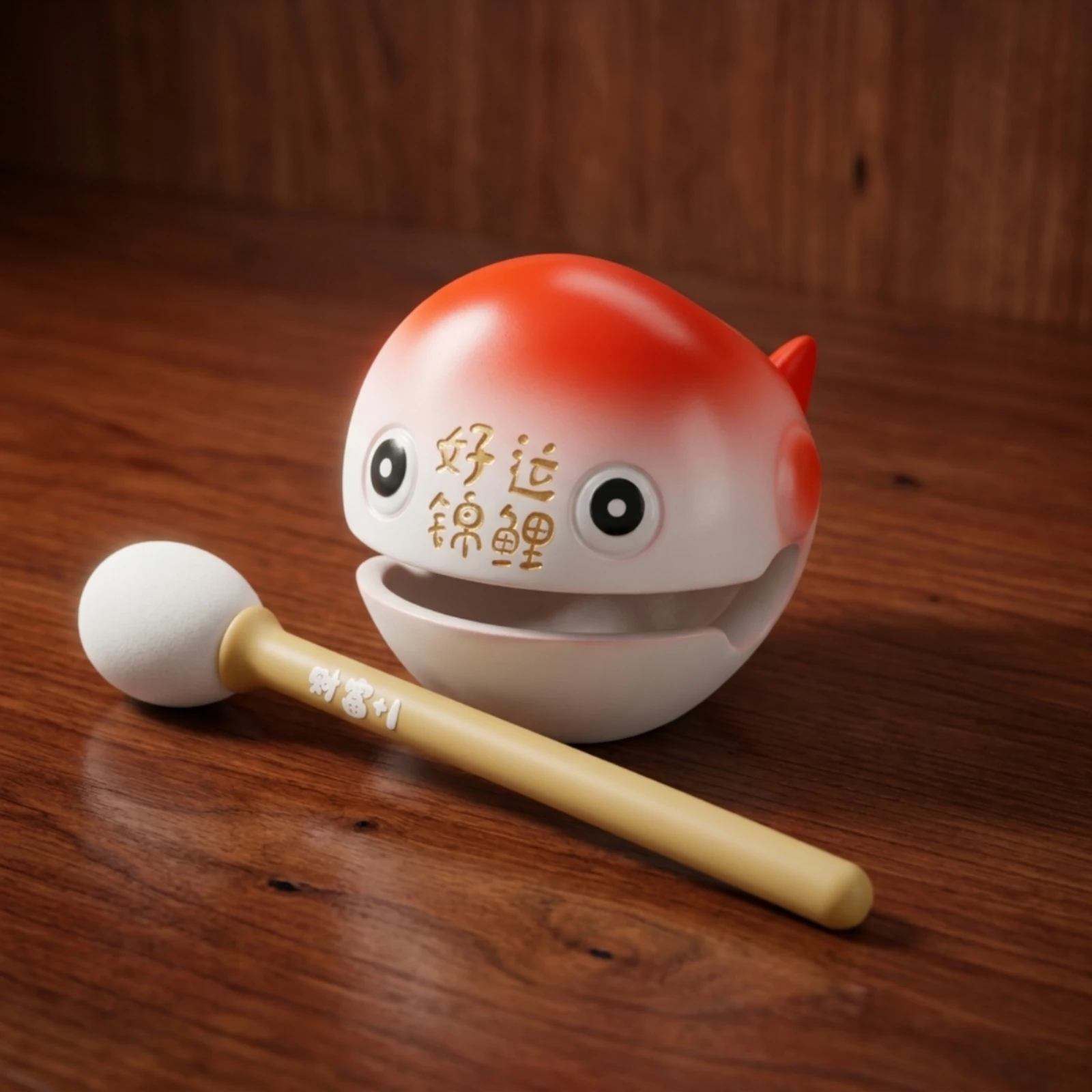 Desktop Wooden Creature with Mallet Tabletop Wooden Creature Toy Temple Block with Percussion Stick Soothing Instrument Compact