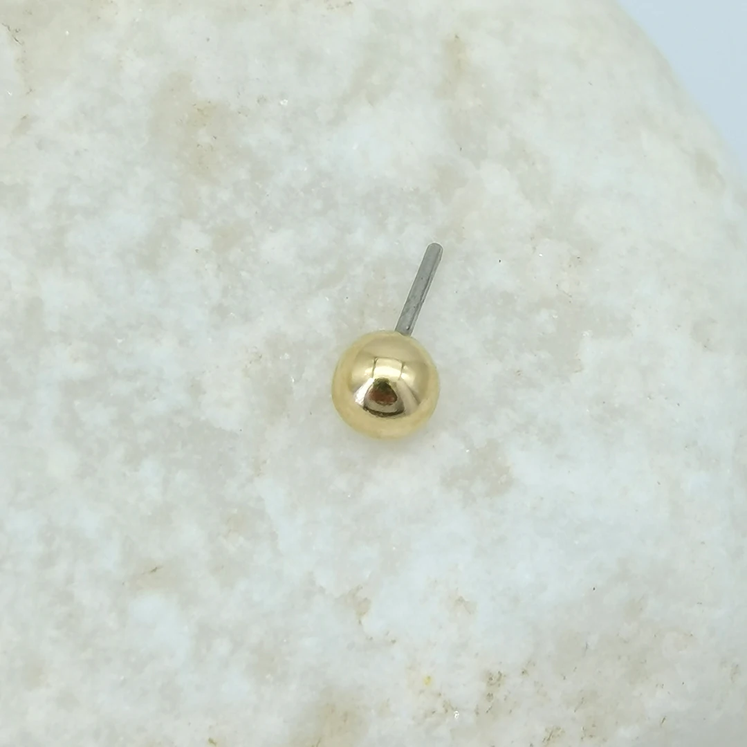 Threadless Push Pin 14k Solid Gold Plan Ball Top Piercing End