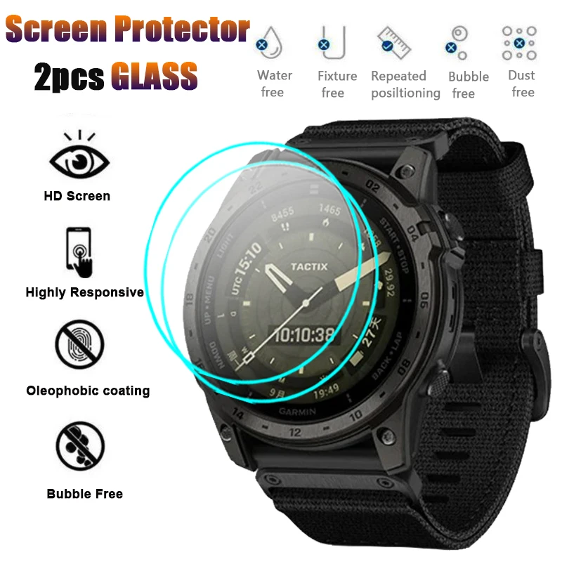 2PCS 2.5D 9H Tempered Glass For Garmin Tactix 7 Tactix7 AMOLED Smartwatch Screen Protector Film HD Clear Protective Cover Glass