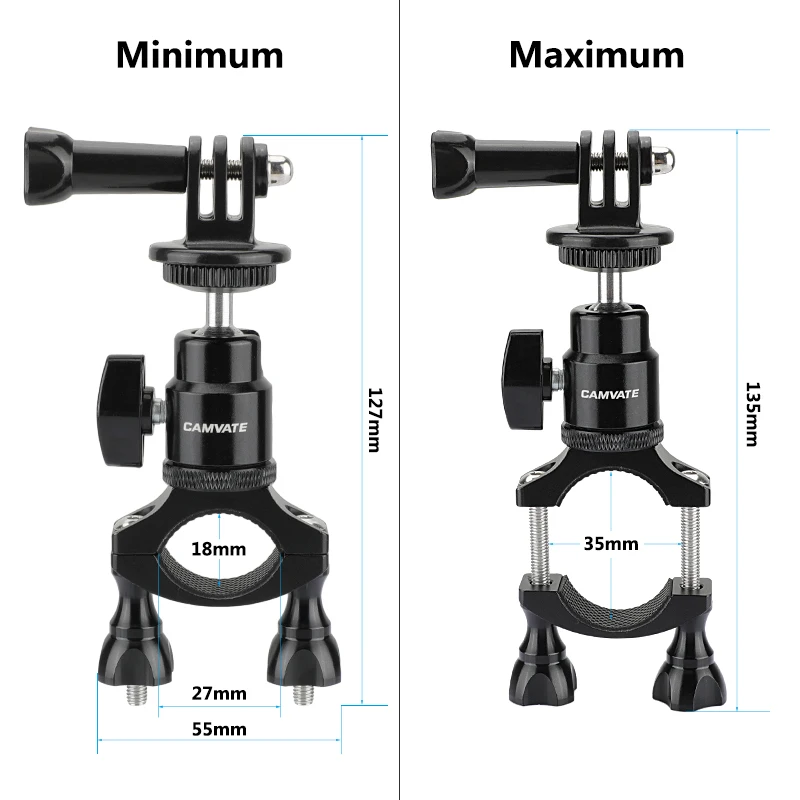 CAMVATE Camera Rod mocowanie zaciskowe uchwyt z regulowaną głowicą kulową 1/4 "śruba i GoPro Monopod Adapter do montażu HD HERO 1 2 3 4