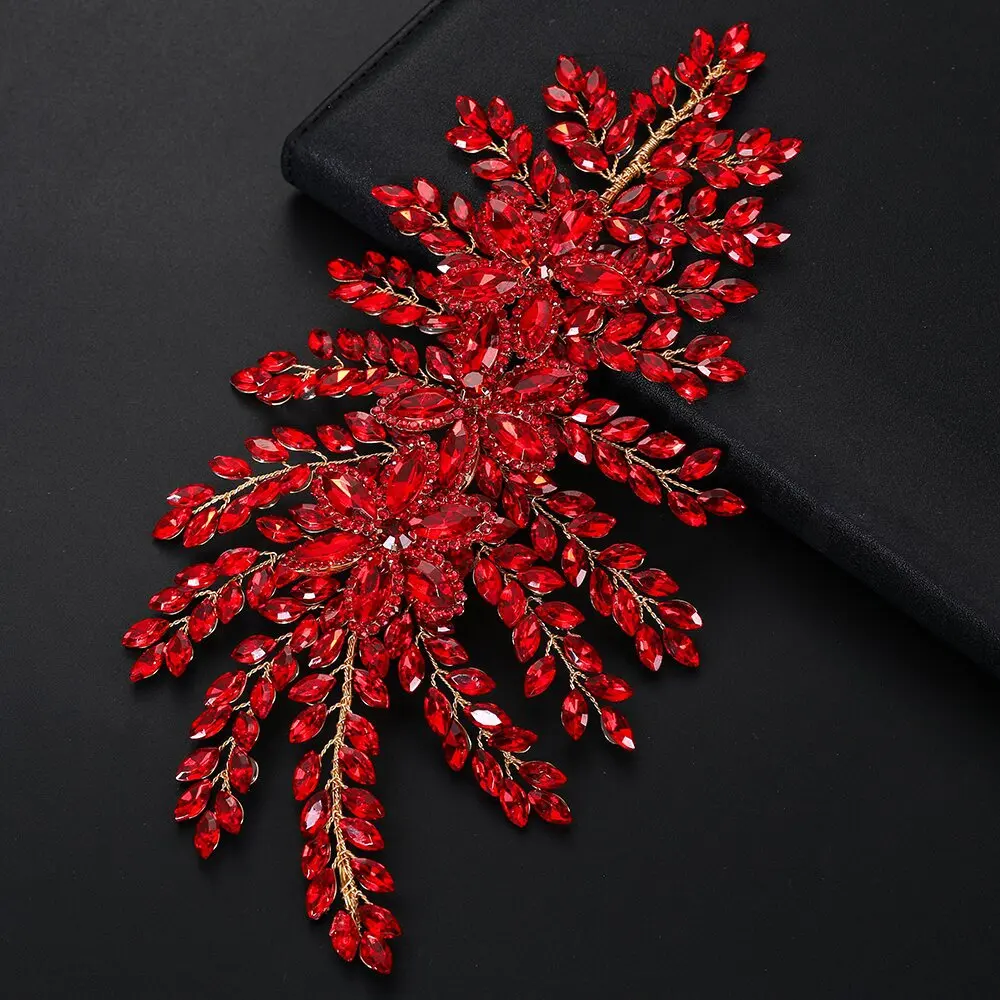 SLBRIDAL Handgefertigte bunte Strass-Kristalle, florale Braut-Tiara, Stirnband, Kopfschmuck, Damenschmuck, Haarschmuck – Detail 4