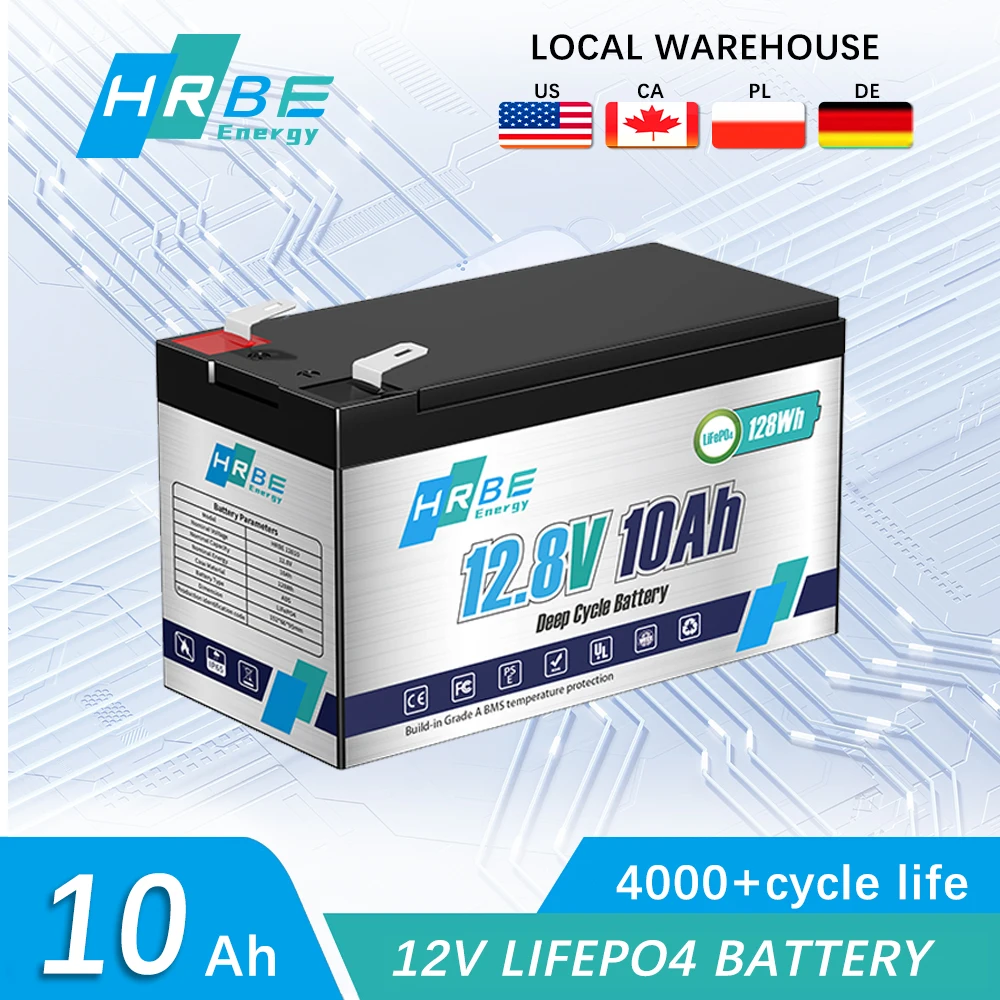 

12V 10Ah Lithium LiFePO4 Battery,4000+ Cycles Lithium Iron Phosphate Rechargeable Battery,Built-in 10A BMS,for UPS, Lighting,Toy