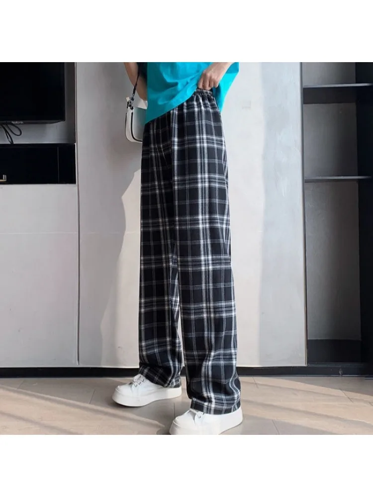 Ins Trendy Korean Style Women Ice Silk Straight Pants, Spring Autumn New Draped Slim All-Match Student Commute Trousers