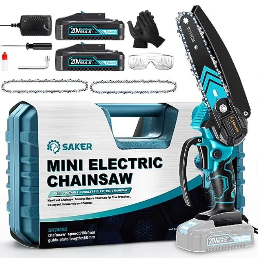 

Mini Chainsaw6 Inch Portable Electric Chainsaw Cordless Small Handheld Chain saw for Tree Branches Courtyard Household and Gard