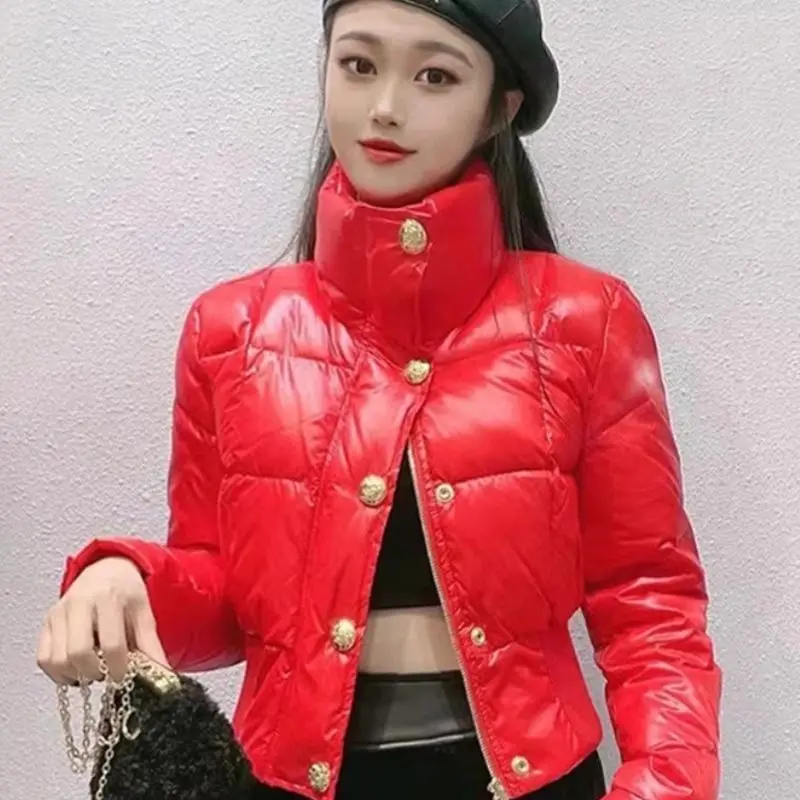 

Women Jacket Coat Fashion Zipper Parkas High Collar Long Sleeve Cotton Clothing Women 2025 Winter New Top