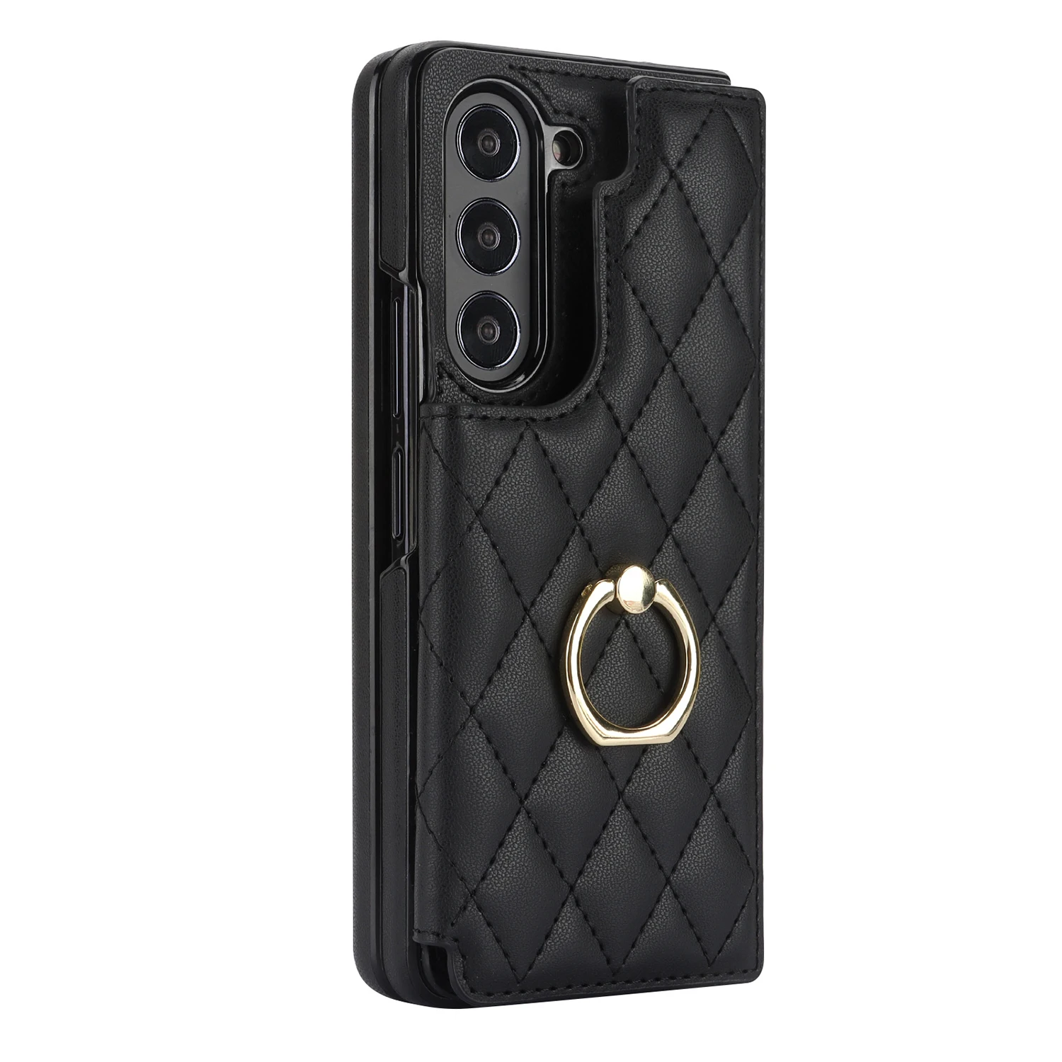 

for Samsung Galaxy Z Fold 5 Wallet Case with Ring and Credit Card Holder, Cash Slot, Premium Diamond Leather Magnetic Clasp