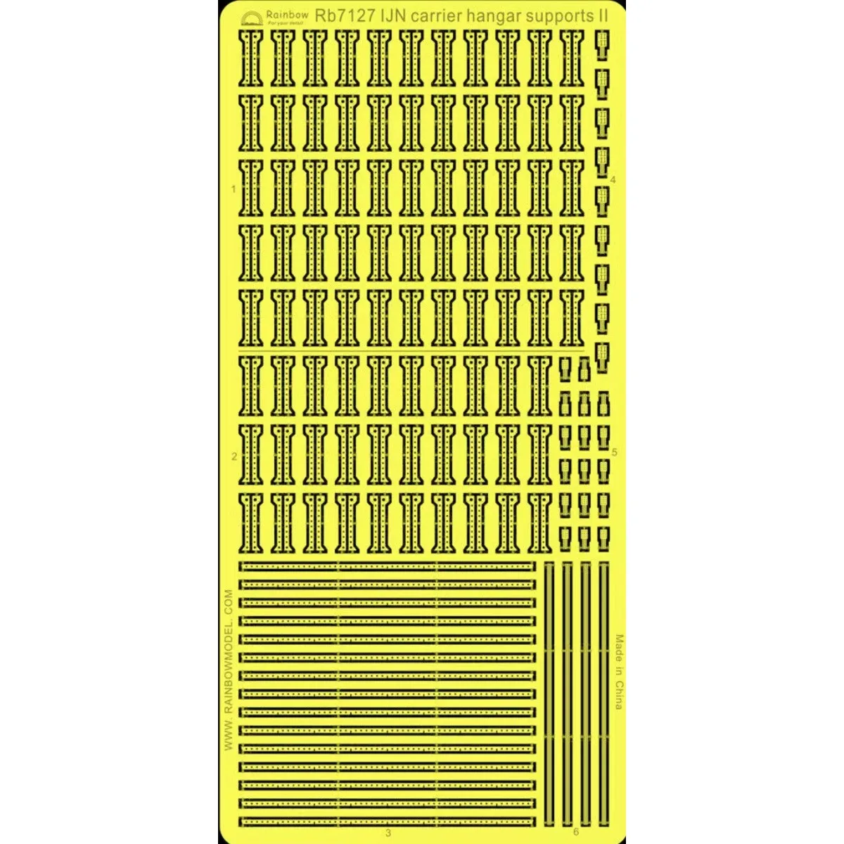 Радуга Гравирующая часть PE 1/700 IJN Carrier Hangar поддерживает II фотогравированный RB7127