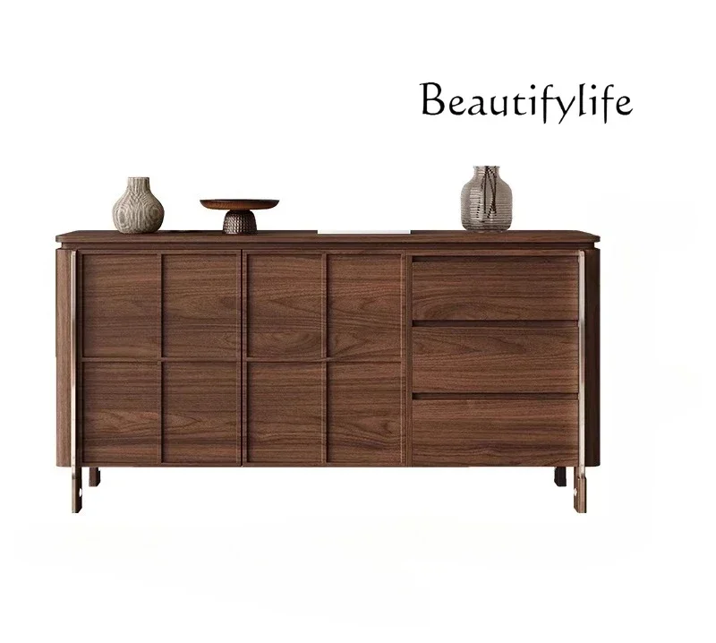 Q O Medieval Style All Solid Wood Dining Side Cabinet Walnut Partition Retro New Chinese Style Living Room Storage Household