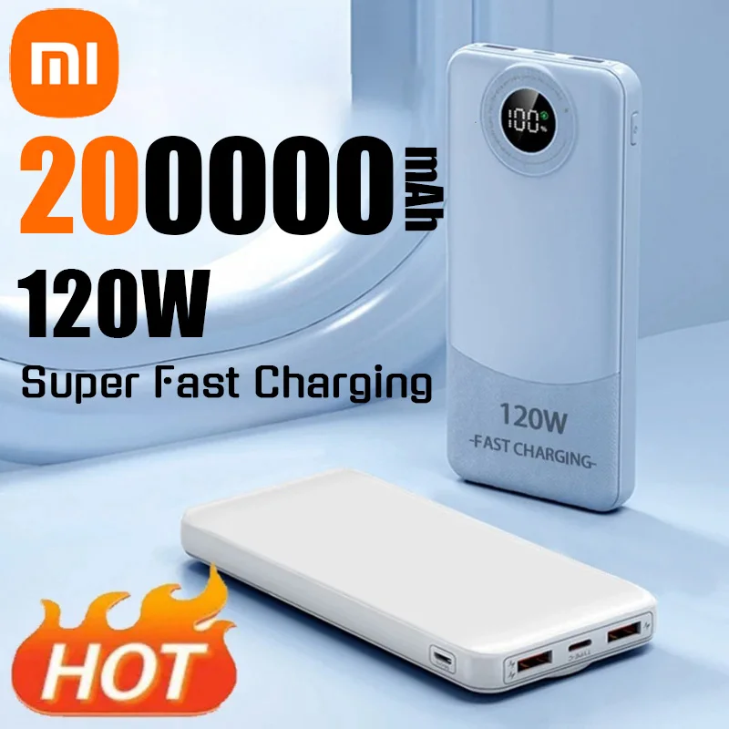 Xiaomi 200000mAh Power Bank Super Fast Charging 120W Ultralarge Capacity For Mobile Power External Battery For iphone Lenovo