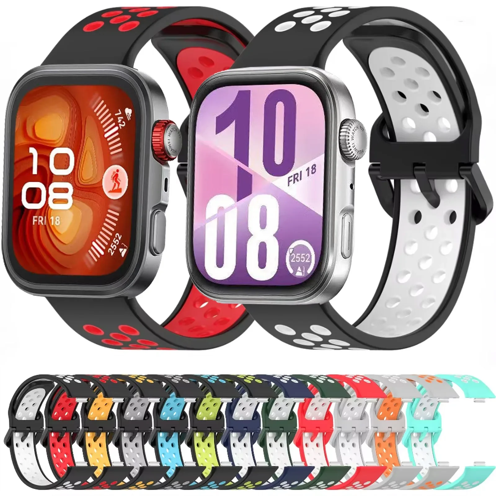 Atmungsaktives Silikonarmband für Huawei Watch Fit 3/Fit 4 Sports, austauschbares Armband Correa für Huawei Watch Fit 4 Pro/4 Armband