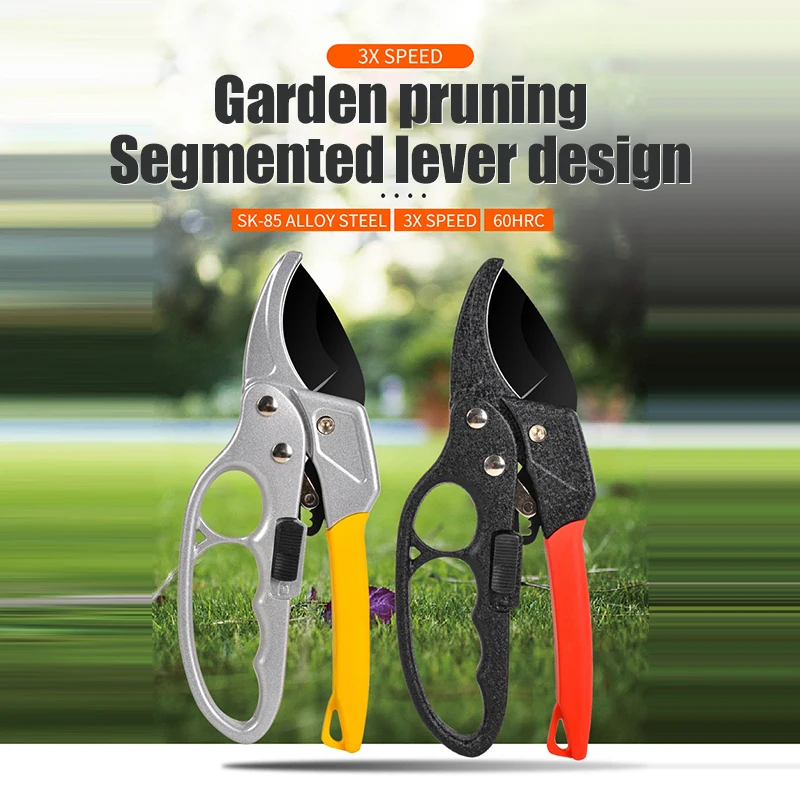 Titanium-Plated SK5 Steel Ergonomic Pruning Shears Quick Efficient Garden Pruning Cutter Labor-Saving Spring Scissors