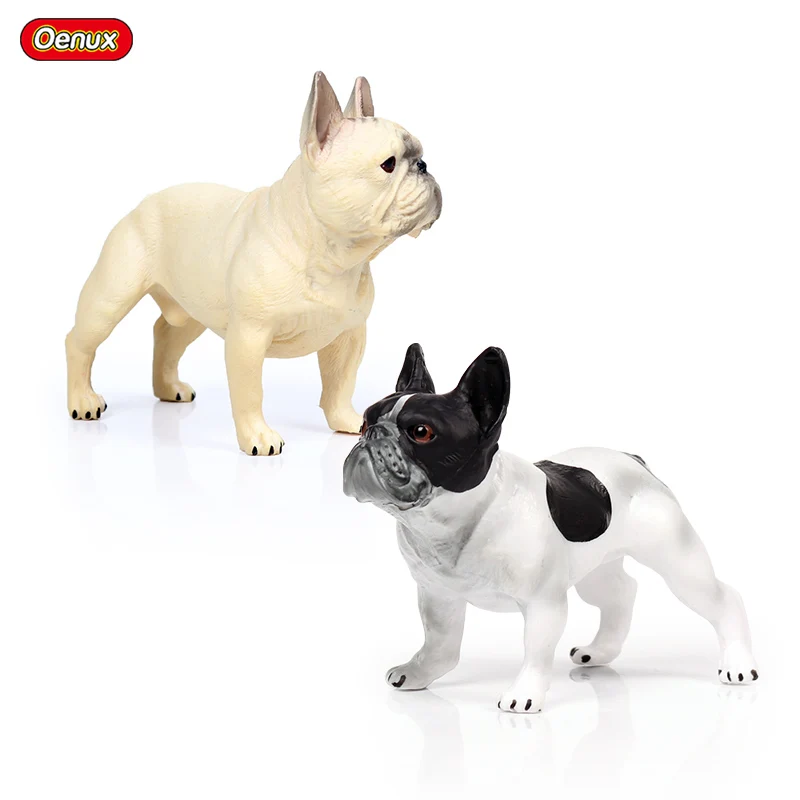 Oenux Classic Cute French Bulldog Simulation Animals Lovely Puppy Pet Dog Action Figures Model Figurine PVC Collection Toys