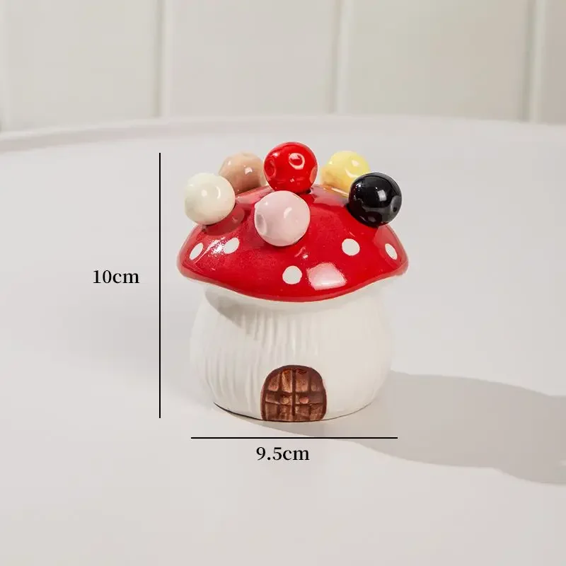 Mushroom Shaped Stainless Steel Fruit Fork Set Cute Small Fork Storage Jar for Household Desserts Child Safe Fruit Skewers