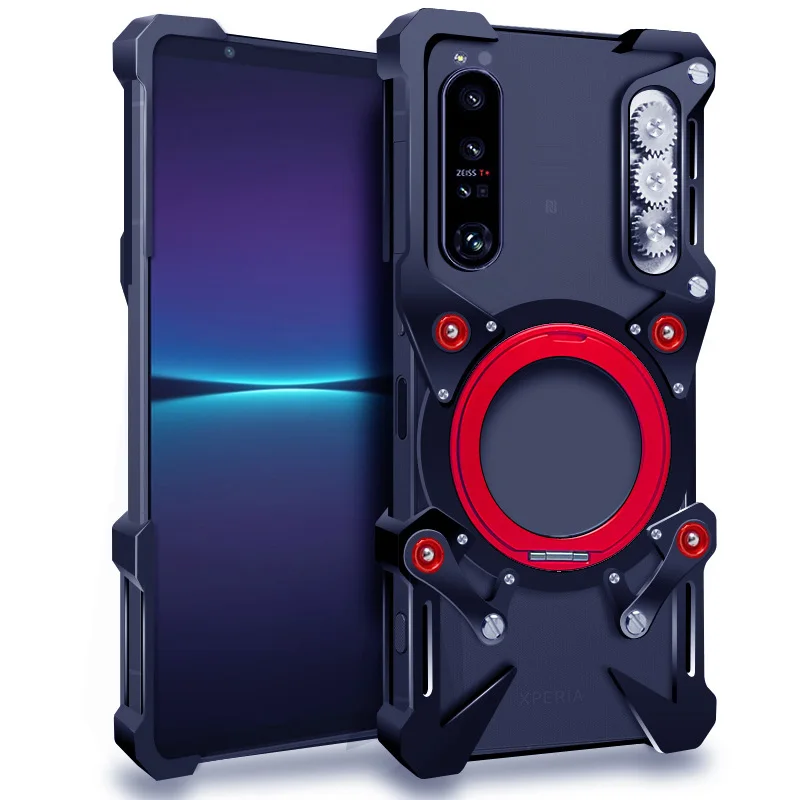 

Luxury Armor Metal Aluminum Phone Bumper For Sony Xperial 10 5 1 Viii Vii VI V IV II Cover Mechanical Purely Handmade Skull Case