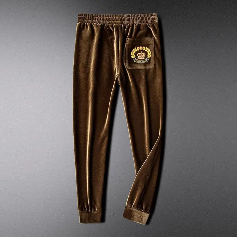 2022 new brand cargo pants Light luxury winter strappy casual pants men's new trend all-match handsome  gold velvet sweatpants