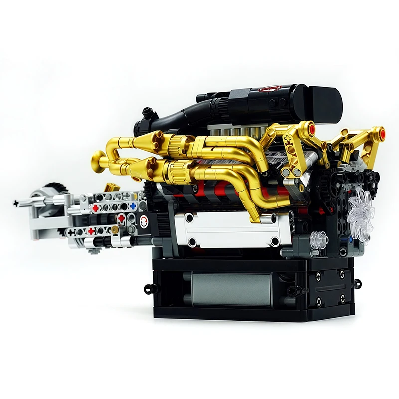 قالب الملك 10224 سيارة فنية وظيفية لتقوم بها بنفسك لعبة بمحركات V12 محرك بنة الجمعية V12 محرك الطوب طفل هدية الكريسماس