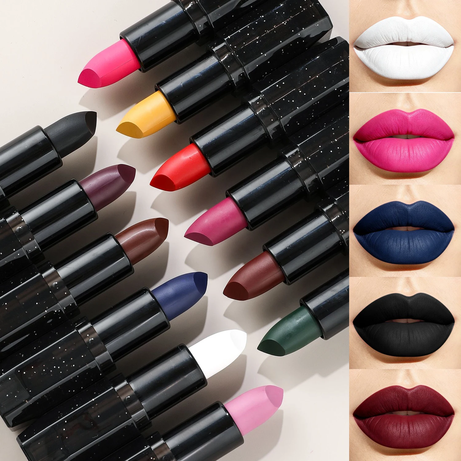 12 Farben Matte Samt-Halloween-Lippenstifte, Vampir-Dunkel-Gothic-Lippen-Make-up, Hochpigmentierter Nicht-verblassender Langanhaltender Lippenstift
