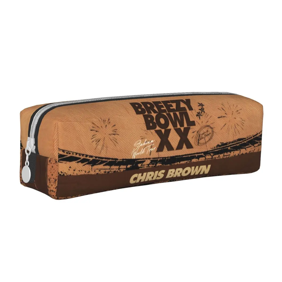 Breezy Bowl XX Tour Pencil Case Creative Rapper Chris Brown Pen Box Bags for Student Large Storage Office Gifts Pencilcases