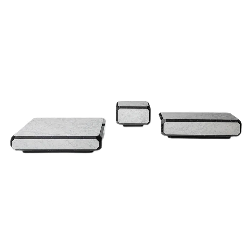 Light luxury natural marble coffee table, large villa rectangular coffee table