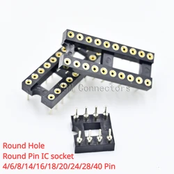 10PCS Round Hole IC Socket Connector Integrated Circuit Socket DIP8 DIP14 DIP16 DIP18 DIP20 DIP28 DIP40 Sockets