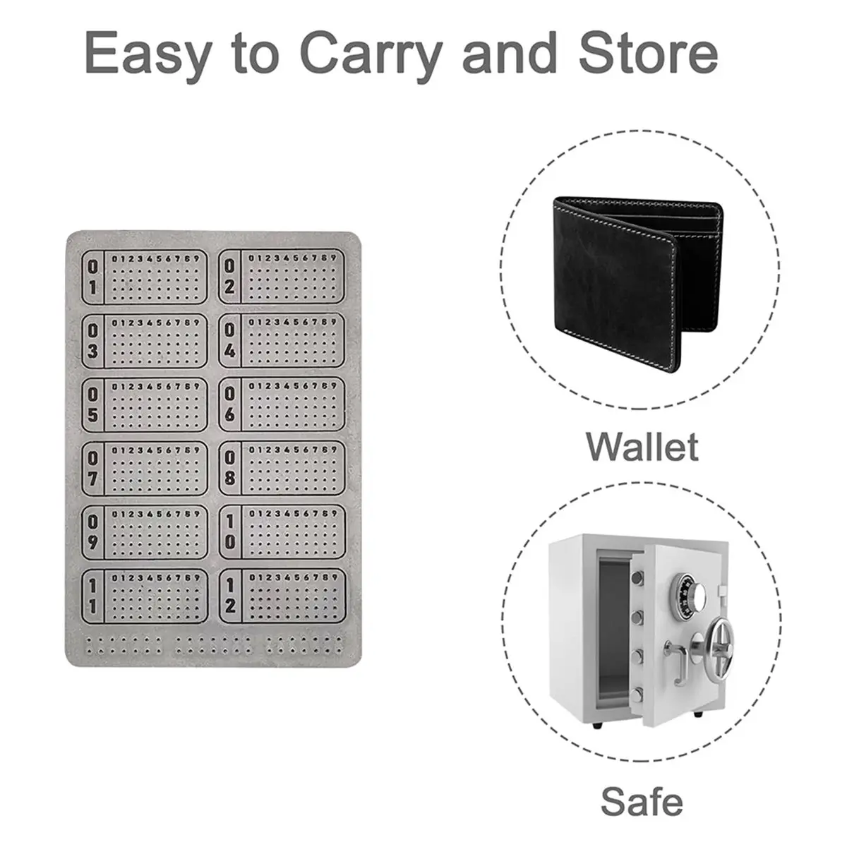 Crypto Seed Phrase Storage Metal Plate,Cold Wallet Backup for 12, 18, 24 Words for Ledger,, BIP39 Hardware Wallets view 2