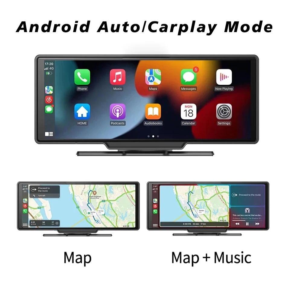 10.26 Inch Dash Cam 4K CarPlay Android Auto Car Dvr Wireless 5G WiFi Bluetooth AUX Dashcam GPS Track FM Video Recorder Camera