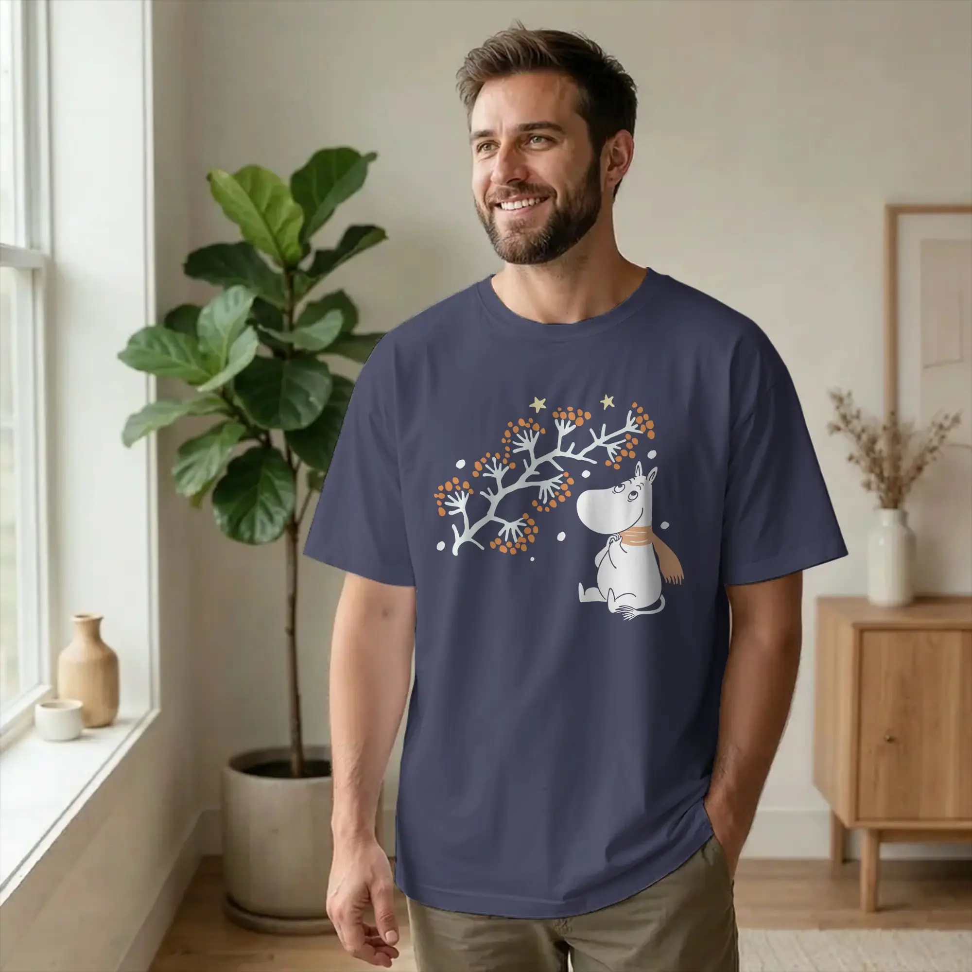 Moomings Moomintroll Moomin's First Snow Autumn T Shirts Men Women's Cotton Funny T-Shirts O Neck Tees Short Sleeve Clothes 6XL