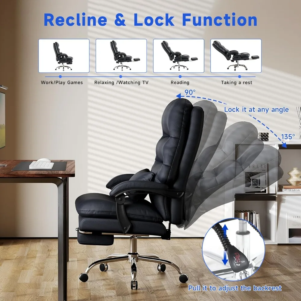 Big and Tall Office Desk Chair, Ergonomic Office Chair, 400LBS PU Leather Computer Chairs, Executive Office Chair image 4