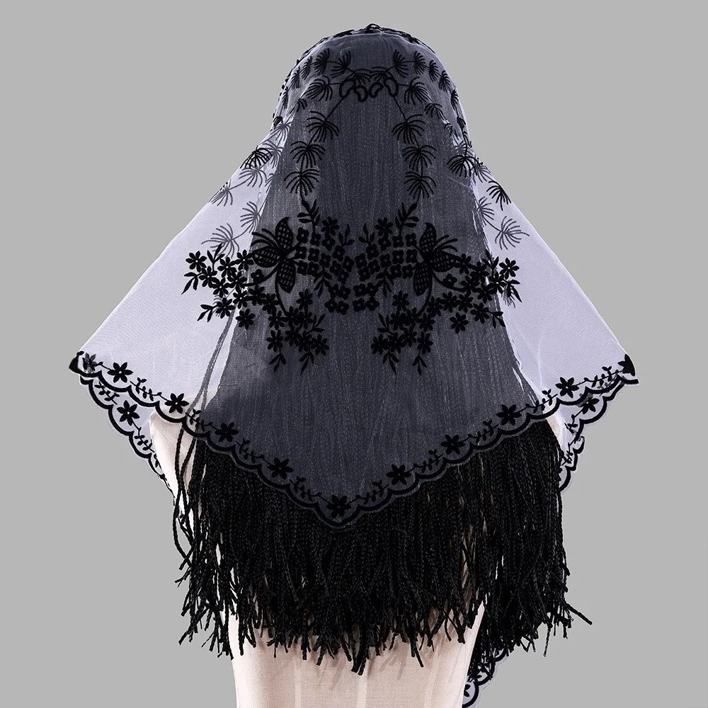 Vintage Lace Triangle Head Scarf Triangle Shape Multi Use Bridal Wedding Headpiece Embroidered Design Waist Cover Up