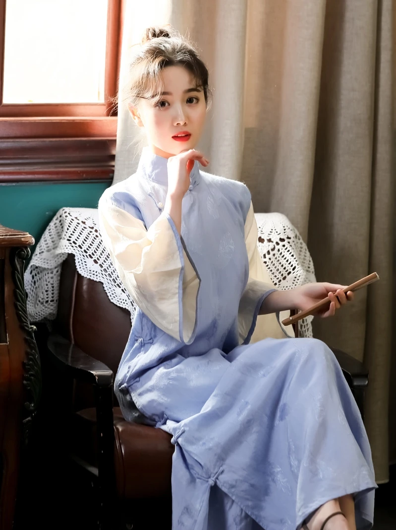 

Young Sle Large Sve Qipao Традиционный метод ort Sve Повседневная одежда с низким разрезом для студентов и девочек-подростков
