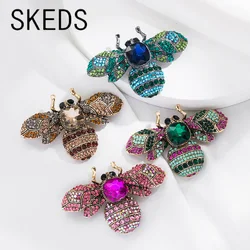 SKEDS Classic Vintage Big Rhinestone Bee Brooches Pins For Women Luxury Crystal Insect Jewelry Suit Clothing Brooch Pin Badges