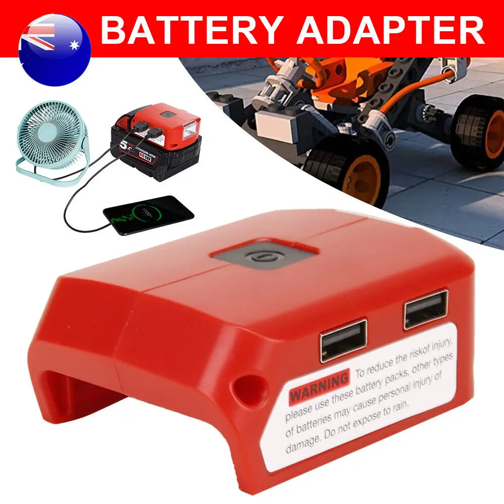 USB Charger Battery Adapter Led Light 18V-20V Power Source For Milwaukee M18 Kit