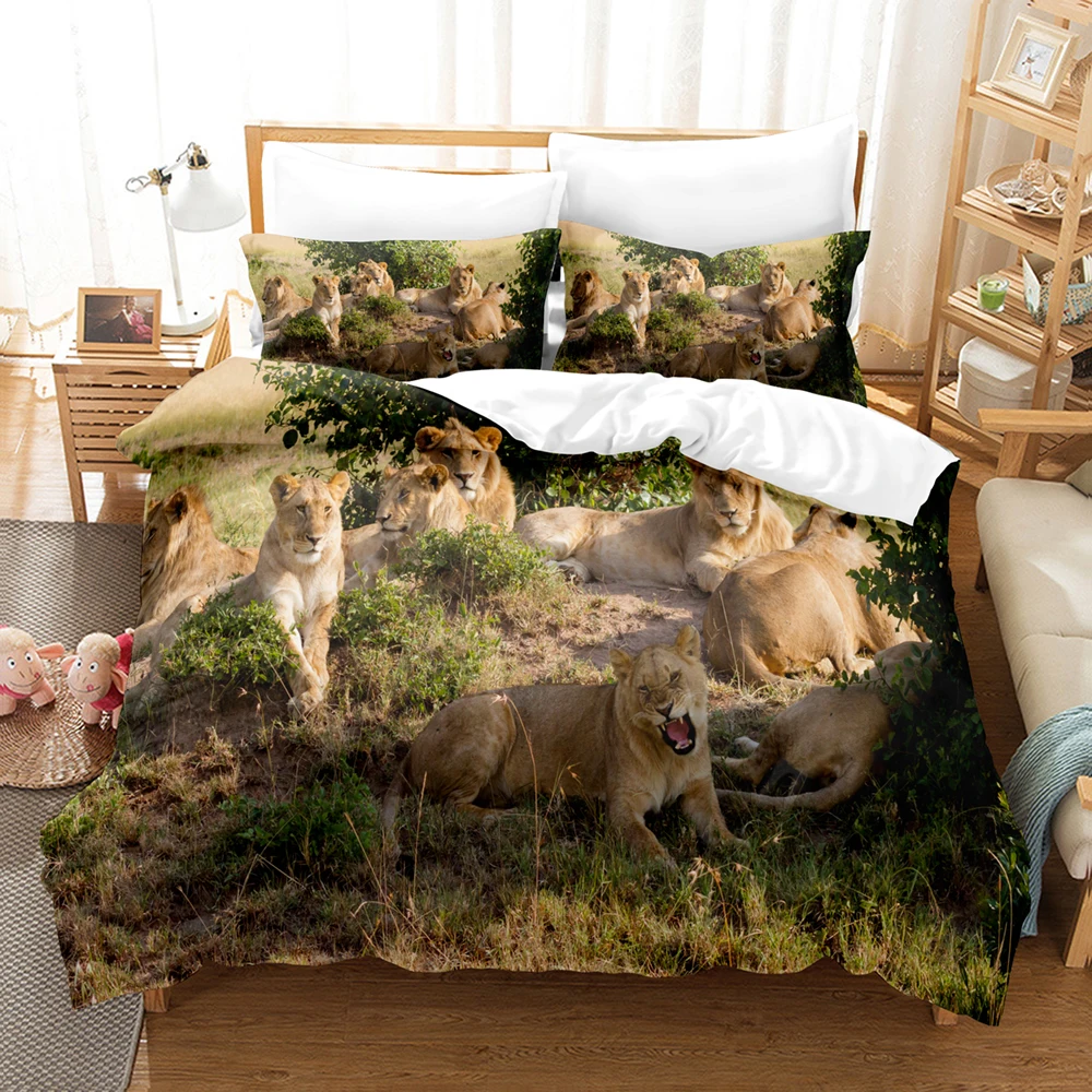 Lion Tiger Bedding Set Adults 3D Duvet Cover Sets Kids,twin Full Queen King Bedroom Set Home Textile Housse De Couette 210x210