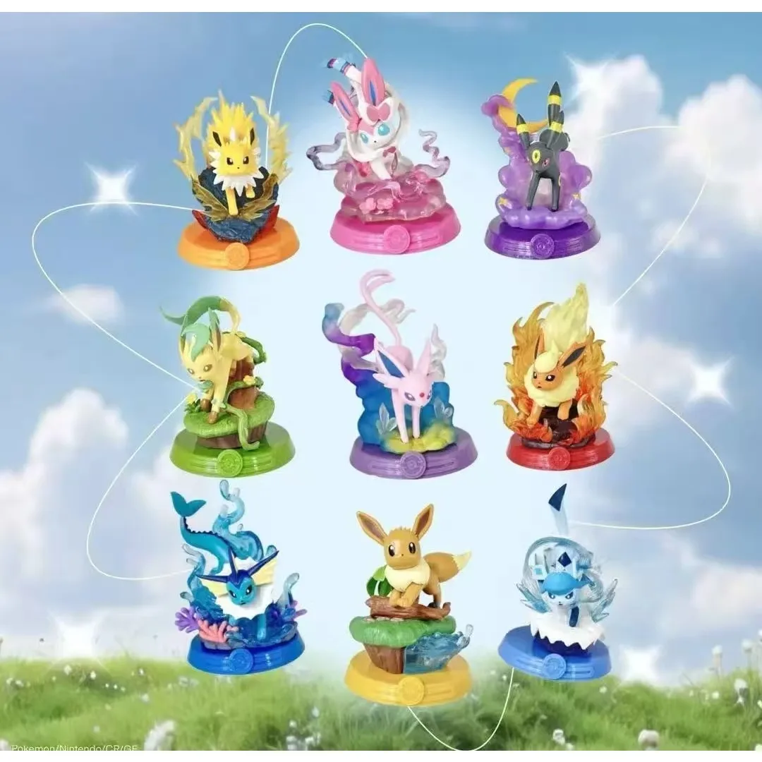 9-stijlen Pokemon Eeveelution figuurset, compleet Espeon Sylveon Glaceon Vaporeon Umbreon Flareon modelcollectie beeldje speelgoed - afbeelding 2