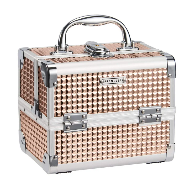

FRENESSA Case Portable Kids With Mirror Lock Box Travel Cosmetic Train Cases Hard Makeup Organizer
