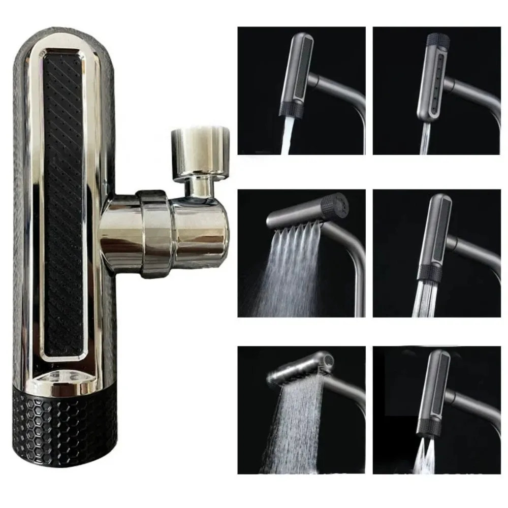 

6 Modes 360° Rotating Aerator Kitchen Faucet Waterfall Spout Splash-Proof Universal Multi-Function Faucet Spout Extender