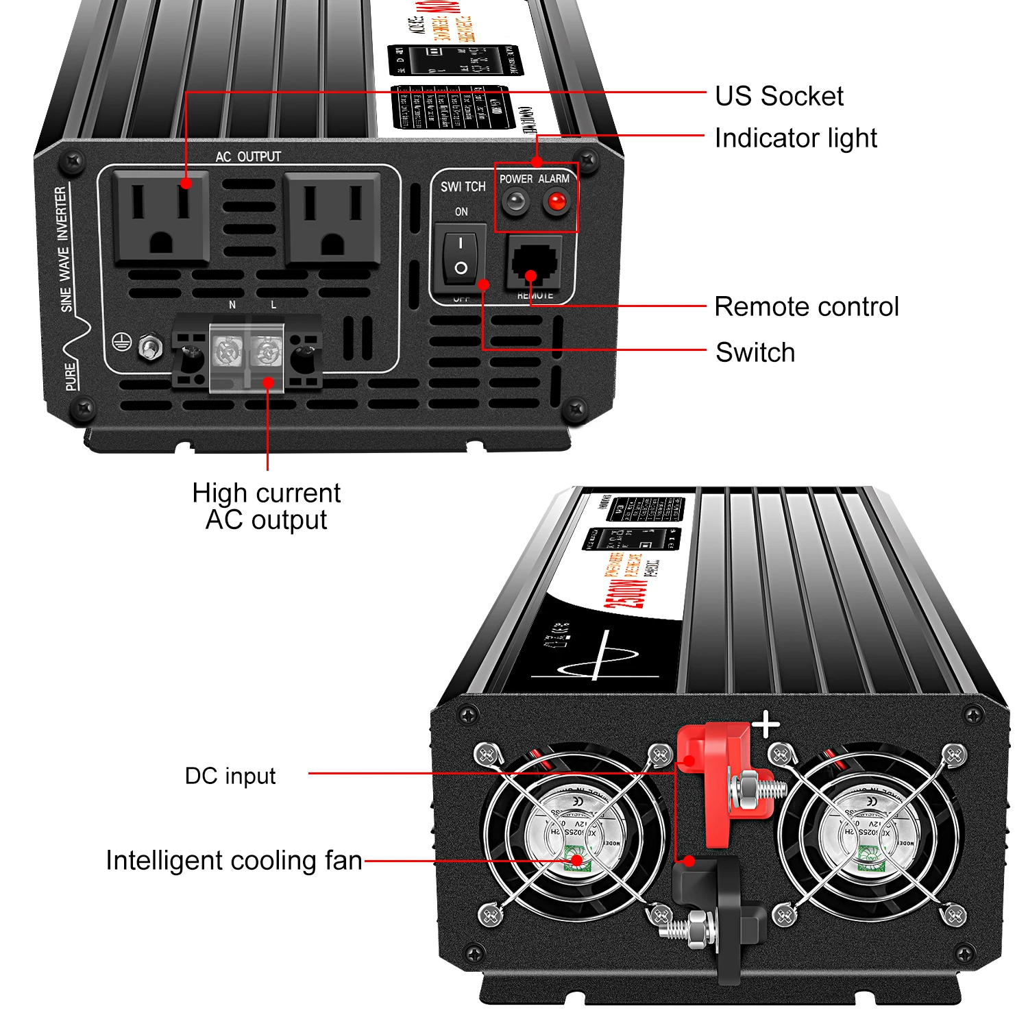 【Premium Hot Selling 】Pure Sine Wave Solar Power Car Inverter 2500W Swipower Supplier off Grid 12V/24V/48V DC to 110V/220V AC fo