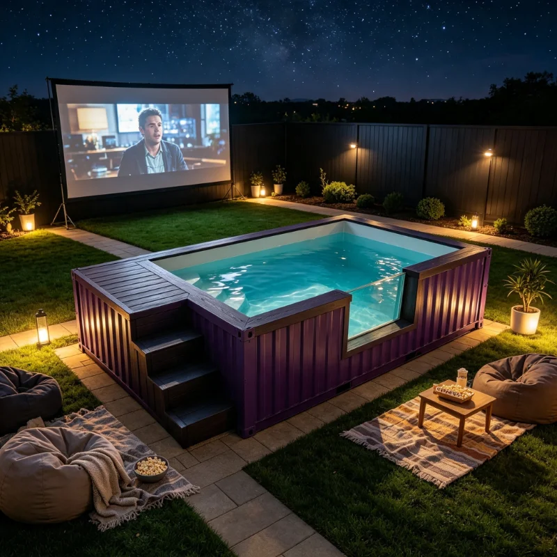 Above Ground Container Swimming Pool Acrylic Fiberglass Pool with Water Filtration System Plug and Play Outdoor Pool for Backyar