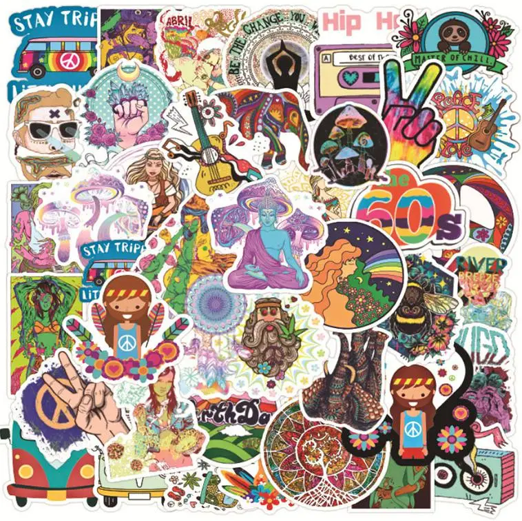 10/30/50pcs  Hippie Small Fresh Graffiti Pencil  Stickers Cases  Skateboard Travel  Glasses Cups  Hoverboards Suitcase Phone