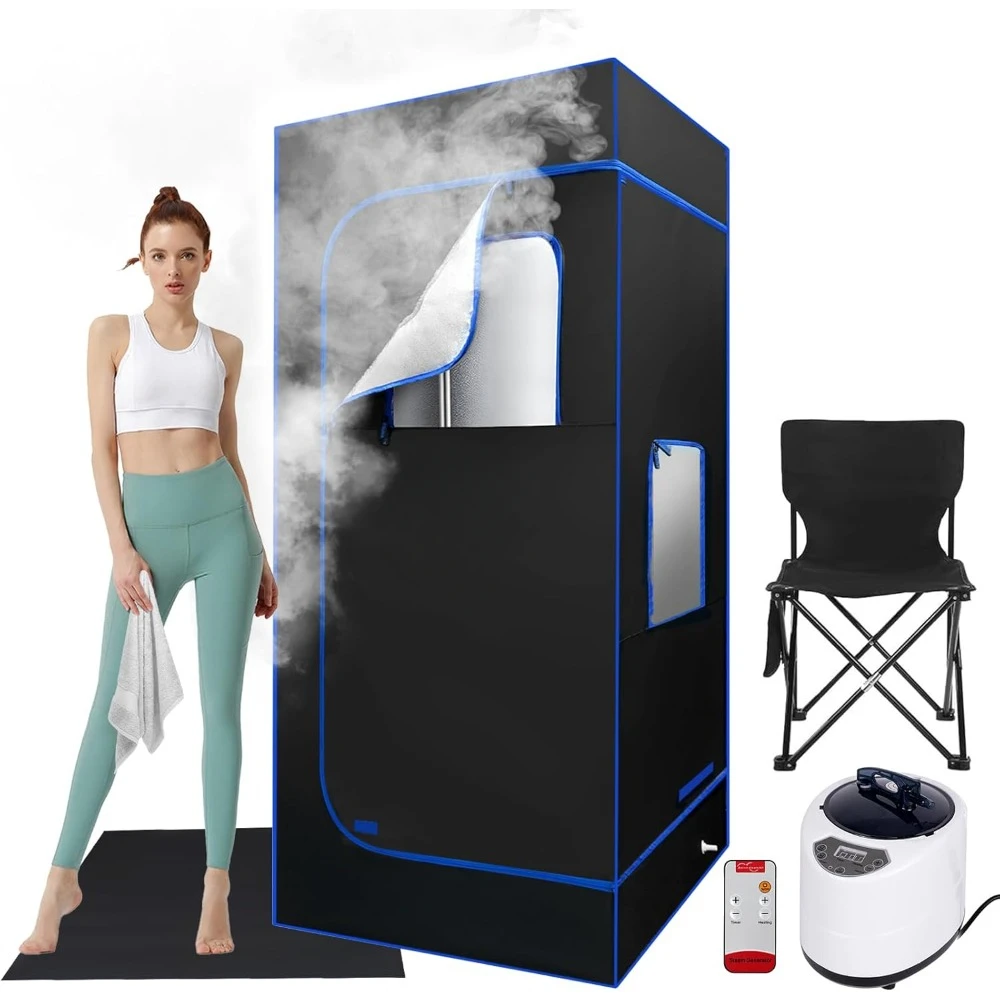 Portable Steam Sauna Box, Personal Home Spa Room, Sauna Sweat Tent for Boost Health and Recovery, with 3L & 1500W Steamer