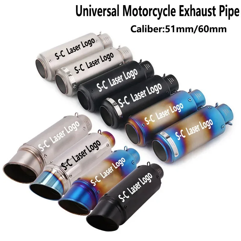 

51/60mm Universal Carbon Fiber Motorcycle s Exhaust Pipe Pass-through c Exhaust Pipe Racing Motorcycle GP-project Modify Exhaust