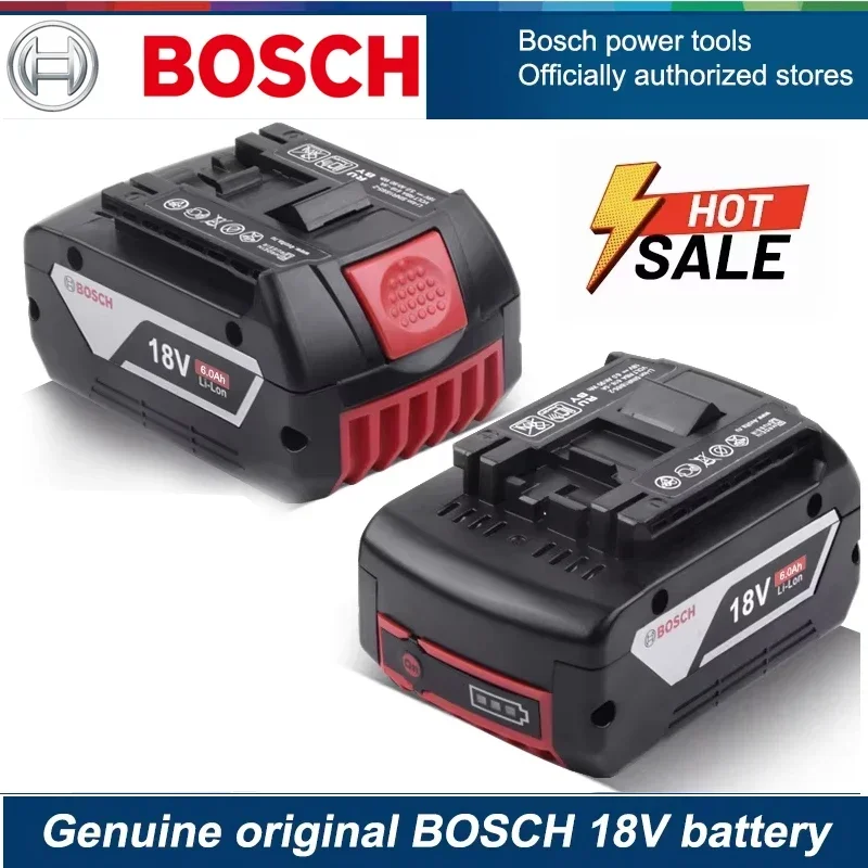 🏅 💯 แบตเตอรี่ลิเธียมไอออนแบบชาร์จไฟได้ของแท้จาก Bosch 18V 6.0AH สำหรับรุ่น BAT609 BAT609G BAT618 BAT618G 3601H61S10 สำหรับเครื่องมือไฟฟ้า 🔥