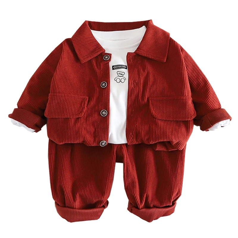 

Children Set Spring and Autumn Korean Edition 0-6 Year Old Boy Corduroy Casual Coat T-shirt Long Pants Fashion New Kids garments