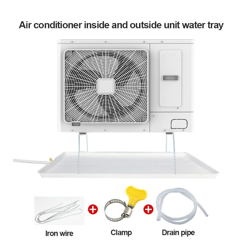Air Conditioner Outdoor Unit Water Drip Tray With Drain Pipe Universal HP Condenser Collection Pan Anti Leakage