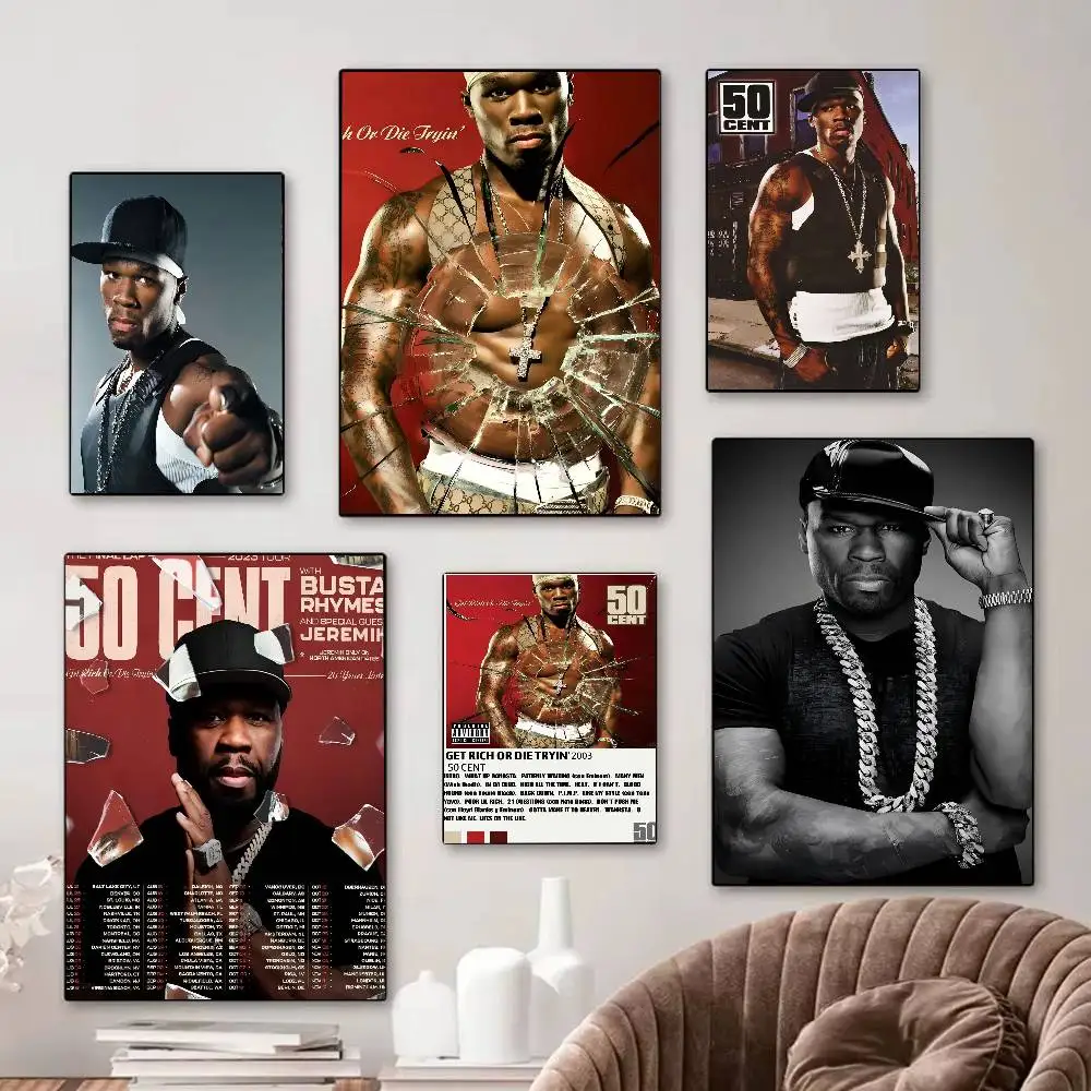 50 Cent American Hit Pop Hop Rapper Classic Vintage Posters HD Quality Wall Art Retro Posters For Home Room Wall Decor