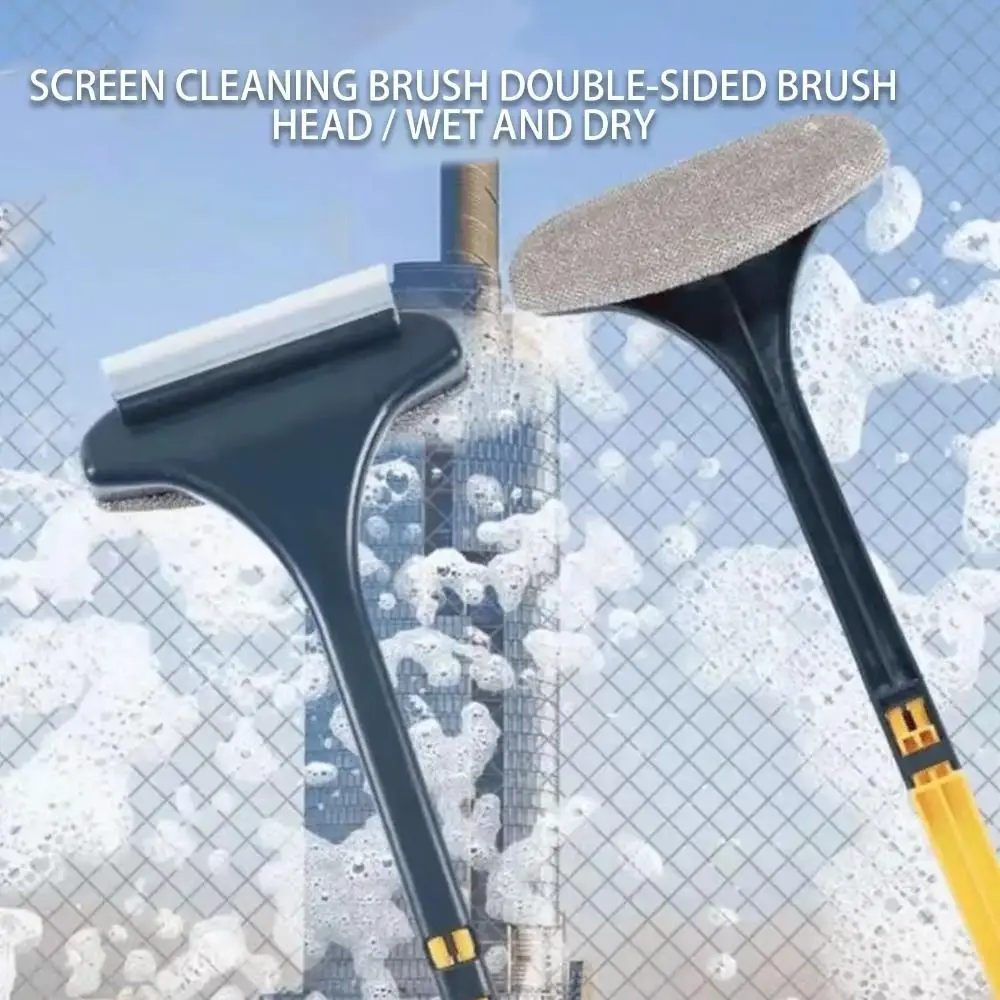 

Retractable Window Screen Cleaning Brush Wet and Dry Scraper Brus 2-in-1 Screen Cleaner Tool Ergonomic Stain Removal