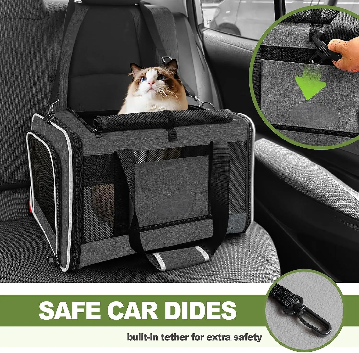 JTPAWS Cat Carrier Bag Soft Pet Travel Bag Portable Small Dog Puppy Car Travel Kennel Carry Case, Kitty Cage Medium Cat