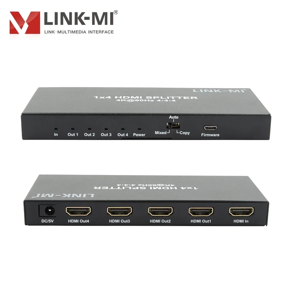 متوفر 1x4 4K لـ HDMI Splitter 18Gbps 4K60 هرتز 4:4:4 HDR HDCP 2.2 مقسم الفيديو ومحول لـ 4 شاشات Ultra HD 4 Out 4 بوصة