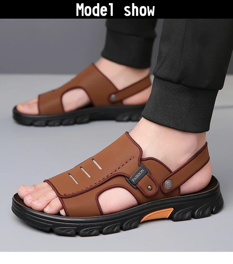 Herren Sommer Casual Zwei-Wege-Sandalen Slip-On mit Dicker Sohle Rutschfest Verschleißfest Atmungsaktiv Outdoor Strandpantoffeln-2718 – Detail 3
