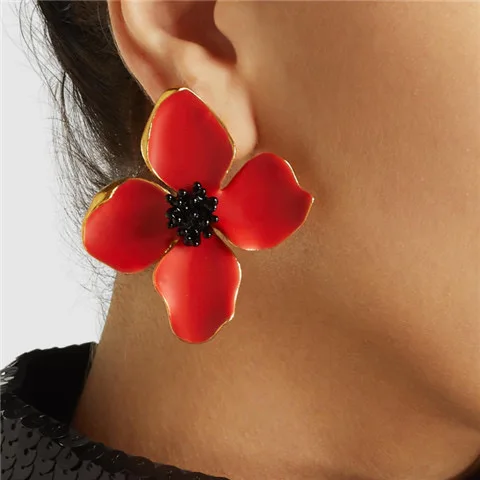 

Earrings Fashion Personality Simple Retro Petal Flower Earclips For Women Aretes De Mujer Pendientes Boucle D’Oreille Orecchini